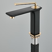 cheap Classical-Basin Sink Mixer Faucet Brass, Tall/Short Bathroom Tap Single Handle One Hole Deck Mounted with Cold Hot Hose Bath Taps Vessel Water Tap