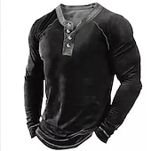 Men's Henley Shirt Tee Long Sleeve Shirt Plain Henley Street Vacation Long Sleeve Button Clothing Apparel Designer Basic Modern Contemporary4