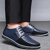 preiswerte Sneaker für Herren-Freizeit-Schnürschuhe aus Kunstleder für Herren – stylische blaue und schwarze Low-Top-Sneaker mit rutschfester Sohle für den Alltag und halbformelle Anlässe