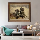 levne Reprodukce slavných obrazů-ruční olejomalba plátno umělecká dekorace na stěnu van Gogh dojem slavný obraz hvězdná obloha nad rhonou pro domácí výzdobu válcovaný bezrámový nenatažený obraz