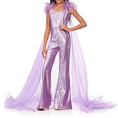 preiswerte Kleider für die Blumenmädchen-Jumpsuits Bodenkurzlänge Blumenmädchen Kleid Federkleid Modenschau  Auftritte Junior Süßes Abschlussballkleid Organza mit Federn  Fell Funkel  Glänzen Disco Fit 3-16 Jahre Kleid zum Beeindrucken