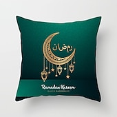 billiga Kuddfodral för semester-ramadan kareem kuddfodral eid mubarak 1 st mjukt dekorativt fyrkantigt kuddfodral örngott för sovrum vardagsrum soffa soffstol maskintvättbar