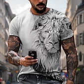 cheap Animal Print T shirts-Men&#039;s Unisex Lion Graphic Prints T shirt Short Sleeve T shirt 3D Print Crew Neck Shirt Designer Plus Size Casual Daily Holiday A B C Summer Clothing Apparel Plus Size S M L XL XXL 3XL 4XL
