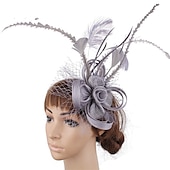preiswerte Faszinator-Fascinatoren Flachs Kentucky Derby Kirche Cocktail Royal Astcot Elegant Britisch Mit Feder Tüll Kopfschmuck Kopfbedeckung