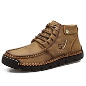abordables Baskets-bottines en cuir vintage pour hommes – chaussures d&#039;extérieur décontractées à lacets avec semelle antidérapante durable
