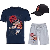 halpa Sarjakuva- ja elokuvahahmografiikka-One Piece Apina D.Luffy T-paita Shortsit Lippalakki Painettu Kuvitettu Käyttötarkoitus Miesten Aikuisten Kuuma leimaus Rento / arki