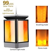 economico Illuminazione vialetto-lanterna di fiamma solare luci di via all&#039;aperto luci del giardino led impermeabile appeso luce 99 led retro luce del giardino 3 modalità di illuminazione luce di paesaggio per cortile balcone via