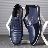 preiswerte Sneaker für Herren-Freizeit-Schnürschuhe aus Kunstleder für Herren – stylische blaue und schwarze Low-Top-Sneaker mit rutschfester Sohle für den Alltag und halbformelle Anlässe