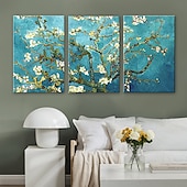 olcso Botanikus nyomatok-giclee vászonnyomatok fali dekorációhoz van Gogh festmények mandulavirág modern 3 részes kifeszített és bekeretezett absztrakt virágok műalkotás otthoni irodai dekoráció
