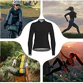 お買い得  ウィメンズジャージ-女性用 サイクリングジャージー グラフィック 文字＆番号 長袖 バイク ジャージー トップス 3つのリアポケット付き マウンテンサイクリング ロードバイク 速乾性 反射性ストリップ 後ポケット 吸汗性 スポーツ ブラック ピンク レッド 衣類