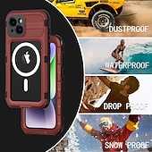 رخيصةأون جرابات آيفون-هاتف غطاء من أجل ايفون 16 iPhone 15 14 Pro Max Plus آيفون 13 برو ماكس ثقيل حقيبة ضد الماء مع ماجسيف حماية كاملة للجسم دعم الشحن اللاسلكي مع رباط المعصم سبائك الألومنيوم الكمبيوتر الشخصي سيليكون