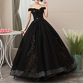 preiswerte Ballkleid-Ballkleid Quinceanera Kleider Prinzessin Kleid rot grün Kleid Quinceanera bodenlang ärmellos schulterfrei Polyester mit Applikationen Kleid zum Beeindrucken 2025