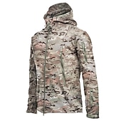 abordables Chaquetas y abrigos de hombre-operaciones especiales de los hombres chaqueta táctica militar de caparazón suave abrigo de caza con capucha abrigo de lana con capucha al aire libre térmico cálido impermeable a prueba de viento forrado con vellón ligero gabardina de invierno superior pe