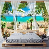 tanie Tkanina Plaży Oceanicznej-Motyw plażowy wiszący gobelin wall art duży gobelin mural decor fotografia tło koc kurtyna strona główna sypialnia dekoracja salonu