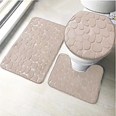 billiga 3PC Badrumsmatta set-3 st badmatta halkfria badrumsmattor, ultramjuk halkfri badmatta och absorberande badmattor, inkluderar u-formad konturmatta, toalettlocksöverdrag