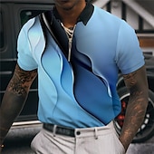baratos polo masculino plus size-Homens Camiseta Polo Grande e Alto Gradiente Aberto para a Lateral Imprimir Manga Curta Verão Primavera Moda Designer Casual Respirável Ao ar livre Rua Blusas
