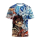 preiswerte Grafik von Zeichentrick- und Filmfiguren-Kamado Tanjiro T-Shirt-Ärmel 3D Grafik Für Paar Herren Damen Erwachsene 3D-Druck