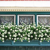 voordelige Kunstbloemen-1 st 7 vork eucalyptus kleine rozen plastic eucalyptus bladeren gesimuleerd watergras