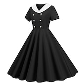 economico Vestiti-Retrò Vintage Anni 1950 Abito vintage Abito Swing Vestito Svasato Per donna Carnevale Mascherata Casual Quotidiano Addio al Nubilato Adulti Vestito Abiti per il ritorno