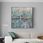 cheap Abstract Paintings-Oil Painting 100% Handmade Hand Painted Wall Art On Canvas Blue Line Abstract Modern Home Decoration Decor Rolled Canvas No Frame Unstretched