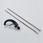 お買い得  クラシカル-ウォーターフォール バスルーム シンク ミキサー 蛇口 デッキ マウント、モノ ウォッシュ 洗面台 シングル ハンドル 洗面器 タップ 洗面所 温水ホースと冷水ホース付き モノブロック ベッセル 水 真鍮 タップ ブラック ホワイト クローム ブラッシング