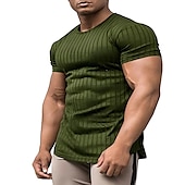 Men's T Shirt Cool Shirt Short Sleeves Crew Neck Summer Striped Designer Basic Modern Contemporary Vacation Street Going out Black White Wine Top Tee for Men 10