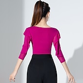 halpa Yläosat ja setit-Latinotanssi Salitanssi Urheiluvaatteet Trikoot / Kokopuku Röyhelöt Puhdas Väri Liitos Naisten Suoritus Kouluts 3/4 hiha Korkea Villasekoite