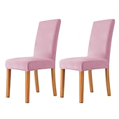 cheap Dining Chair Cover-2 Pcs Dining Chair Cover Burgundy Velvet Stretch Chair Seat Slipcover Spandex with Elastic Bottom Protector for Dining Room Wedding Ceremony Durable Washable