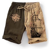 cheap Printed Shorts-Men&#039;s Graphic Color Block Boat Shorts Summer Shorts Beach Shorts Mid Waist Streetwear Hawaiian Designer Casual Daily Holiday Elastic Waist 3D Print Drawstring Designer Clothing Apparel