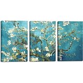 olcso Botanikus nyomatok-giclee vászonnyomatok fali dekorációhoz van Gogh festmények mandulavirág modern 3 részes kifeszített és bekeretezett absztrakt virágok műalkotás otthoni irodai dekoráció