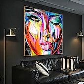 abordables Peintures portraits-Mintura main visage peinture à l&#039;huile sur toile mur art décoration moderne figure abstraite image pour la décoration intérieure roulé sans cadre non étiré peinture