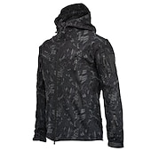 abordables Chaquetas y abrigos de hombre-operaciones especiales de los hombres chaqueta táctica militar de caparazón suave abrigo de caza con capucha abrigo de lana con capucha al aire libre térmico cálido impermeable a prueba de viento forrado con vellón ligero gabardina de invierno superior pe