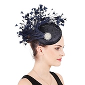 billiga Hattar och fascinators-fascinators hattar Huvudbonad Lin Formell Kentucky Derby Hästrace Damernas dag cocktail Elegant Mode Glam Med Fjäder Hårbonad Huvudbonader