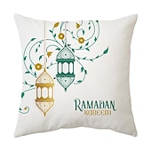 cheap Holiday Cushion Cover-Ramadan Kareem Throw Pillow Cover Eid Mubarak 1PC Soft Decorative Square Cushion Case Pillowcase for Bedroom Livingroom Sofa Couch Chair Machine Washable