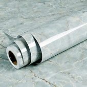 economico Carta da parati-fantastiche carte da parati 1 rotolo di marmo bianco nero, resistente all&#039;olio, resistente alle alte temperature, alla buccia e allo stick, impermeabile, pellicola autoadesiva facilmente rimovibile