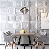 cheap Brick&amp;Stone Wallpaper-Cool Wallpapers White Foam Wall Mural Wall Panel Peel and Stick Wall Sticker Floral Removable Wall Covering, PVC/Vinyl Material Self adhesive Wallpaper, Room Wallcovering for Home Decoration