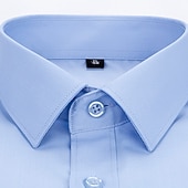 preiswerte Businesshemden für Herren-Herren Oberhemd Knopfhemd Glatt Hochzeit Urlaub Schwarz Weiß Hellgrün Wein Kurze Ärmel Umlegekragen Sommer Bekleidung