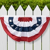 baratos Decoração do Dia da Independência-Bandeiras patrióticas plissadas dos EUA, decorações para o 4 de julho ao ar livre, faixas de bandeiras com bandeirinhas, bandeiras plissadas dos EUA, bandeirinhas patrióticas para áreas externas, decorações com bandeirinhas vermelhas, brancas e azuis