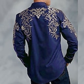 cheap Men&#039;s Western Shirts-Men&#039;s Floral Totem Shirt Western Shirt Cowboy Shirt Long Sleeve Fashion Designer Casual Outdoor Holiday Fall &amp; Winter Turndown Print Button-Down Black Red Blue Purple Green