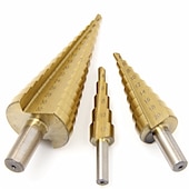 זול סט מקדחים-מקדחי step hss טיטניום 4 מ&quot;מ-65 מ&quot;מ שוק אריזת צינור פלסטיק לעץ ומתכת 5-19 גדלים של שלבים מ-4 מ&quot;מ ועד 65 מ&quot;מ ידית משולשת
