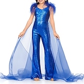 preiswerte Kleider für die Blumenmädchen-Jumpsuits Bodenkurzlänge Blumenmädchen Kleid Federkleid Modenschau  Auftritte Junior Süßes Abschlussballkleid Organza mit Federn  Fell Funkel  Glänzen Disco Fit 3-16 Jahre Kleid zum Beeindrucken