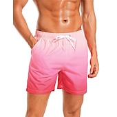 お買い得  男性用水泳パンツ-男性用 ボードショーツ スイムショーツ スイムトランク ドローストリング メッシュ裏地付き 弾性ウエスト 勾配 速乾性 ショート カジュアル 日常 祝日 ハワイアン ボヘミアン ブラック ピンク マイクロエラスティック