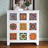 economico Adesivi per piastrelle-24pcs piastrelle stile mandala ticker adesivi murali adesivi per piastrelle a mosaico adesivi murali retrò impermeabili e rimovibili