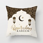 billiga Kuddfodral för semester-ramadan kareem kuddfodral eid mubarak 1 st mjukt dekorativt fyrkantigt kuddfodral örngott för sovrum vardagsrum soffa soffstol maskintvättbar