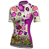preiswerte Radtrikot Damen-Damen Radtrikot Grafik Blumenmuster Kurzarm Fahhrad Oberteil mit 3 Gesäßtaschen Mountainbike MTB Straßenradsport Schnelltrocknend Reflektierende Streifen Rückentasche Feuchtigkeitsableitend Sport