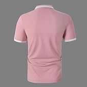preiswerte Klassisches Poloshirt für Herren-Herren Poloshirt Golfhemd Strasse Casual Klassisch Kurzarm Modisch Basic Farbblock Taste Sommer Regular Fit Grasgrün Hellhimmelblau Schwarz Weiß Rosa Perlenrosa Poloshirt