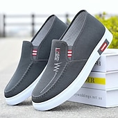 cheap Men&#039;s Slip-ons &amp; Loafers-Men&#039;s Casual Blue Canvas Slip-On Sneakers with White Rubber Sole for Comfortable Everyday Wear