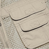 billige Herre fiskevest-Herre سترة Gilet Fiskevest Vest til turbruk Ermeløs vest Gilet jakke utendørs Ferie Gatemote Elegant og moderne Sommer Vår Lomme Fort Tørring Polyester Pustende Fargeblokk Glidelås V-hals Normal