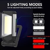 abordables Faros delanteros-Luz de trabajo cob, linterna led superbrillante recargable por usb, lámpara de camping portátil con imán trasero, linterna ajustable impermeable