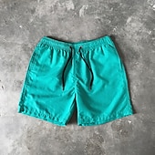 お買い得  男性用水泳パンツ-男性用 ショーツ ビーチショーツ 弾性巾着デザイン 平織り 履き心地よい 高通気性 膝丈 カジュアル 日常 ビーチ ファッション ストリートファッション ブラック ホワイト マイクロエラスティック